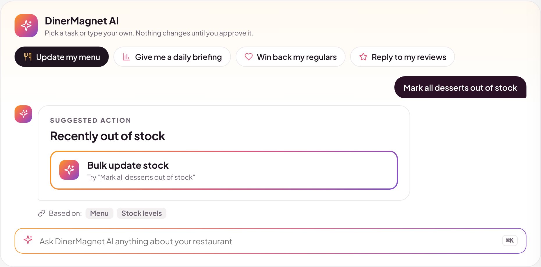 AI writing menu descriptions
