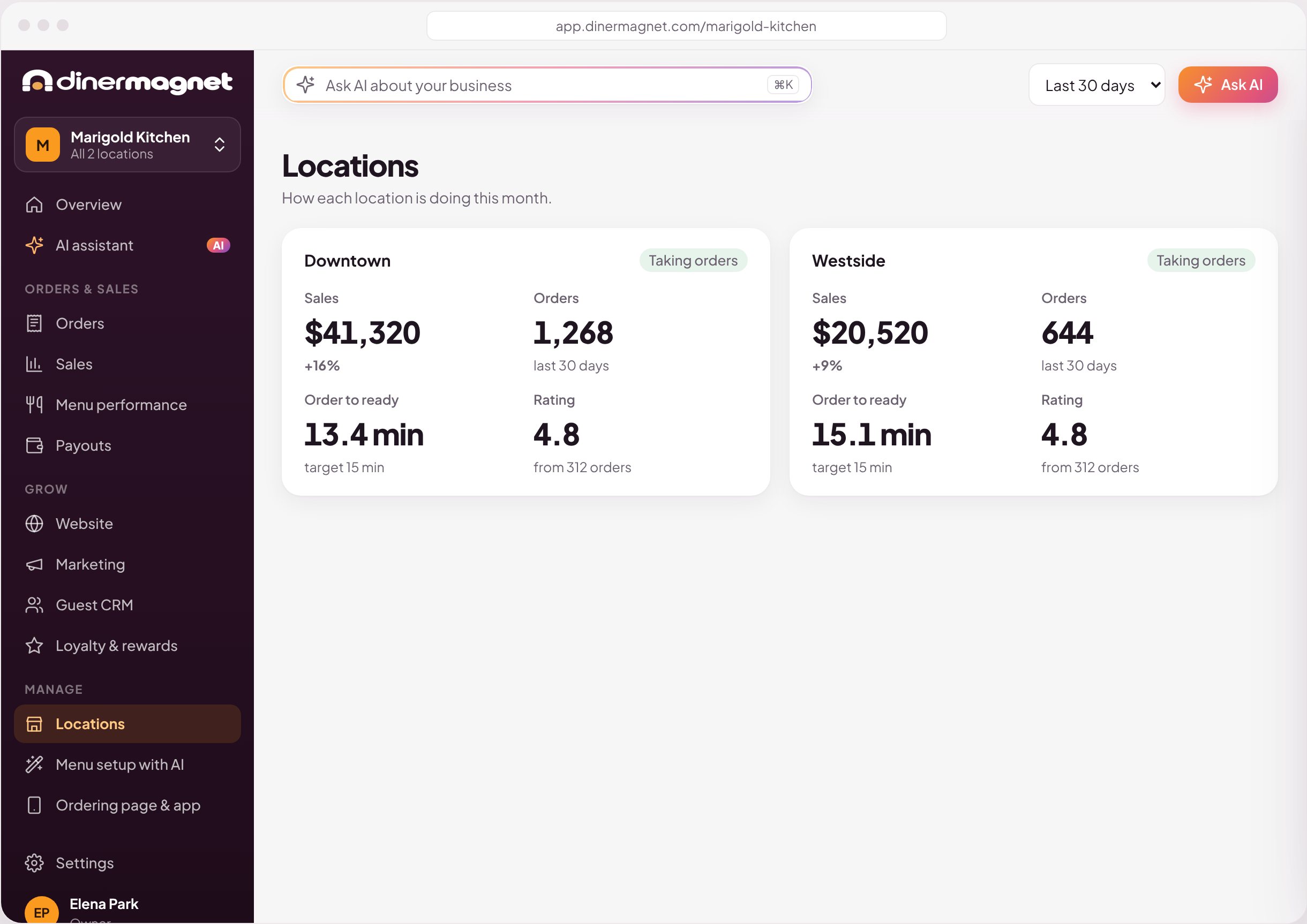 Multi-location reporting
